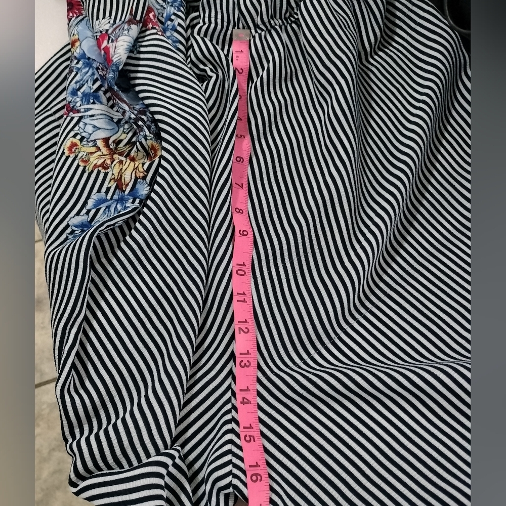 Sequin Hearts Blue Striped Floral Polyester Jumpsuit Size L - Picture 8 of 8